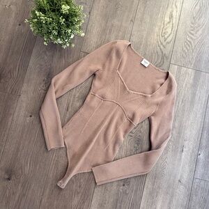 Abercrombie & Fitch Taupe Tan Sweater Knit Bodysuit